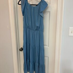 LOFT Tiered Dress in Sky Blue